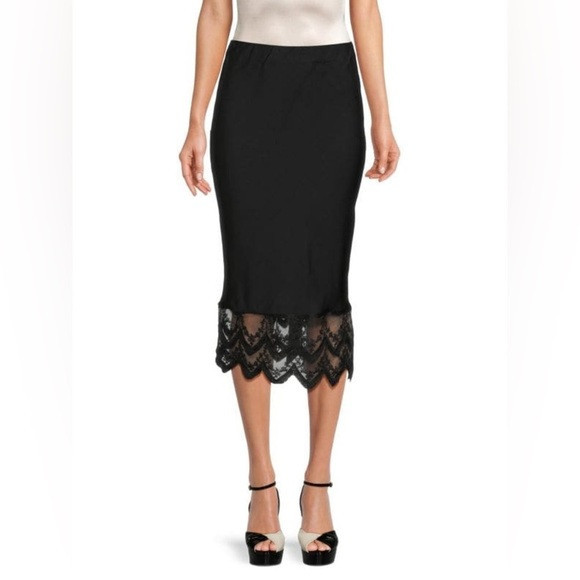 NEW Lea & Viola Black Satin Midi Skirt | Poshmark