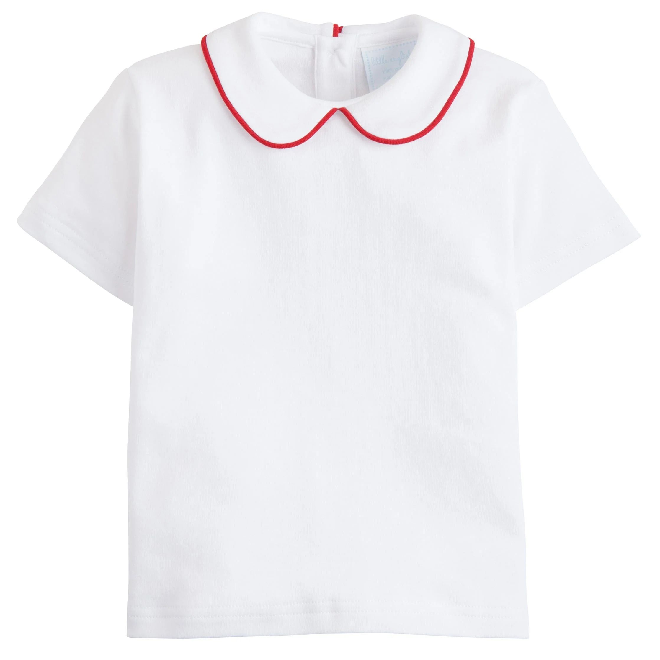 Boys & Girls Red Piped Peter Pan Collared Shirt | Little English