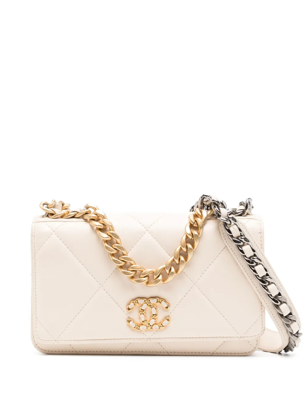 CHANEL Pre-Owned 19 wallet on chain - Neutrals | Farfetch Global