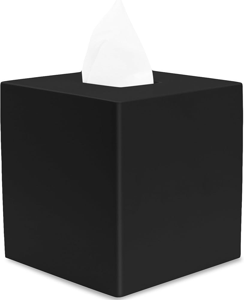 Matte Black Square Tissue Box Cover, Decorative Tissue Box Dispenser for Bathroom, Parlors, Offic... | Amazon (US)