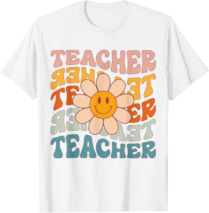 Retro Teacher Daisy Colorful - Elementary School Teacher T-Shirt | Amazon (US)