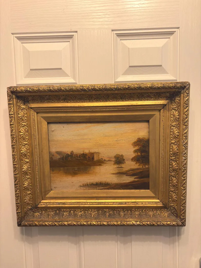 Antique Oil Painting in Original Ornate Frame From Around the Mid 1800's Depicting A Castle by A ... | Etsy (US)