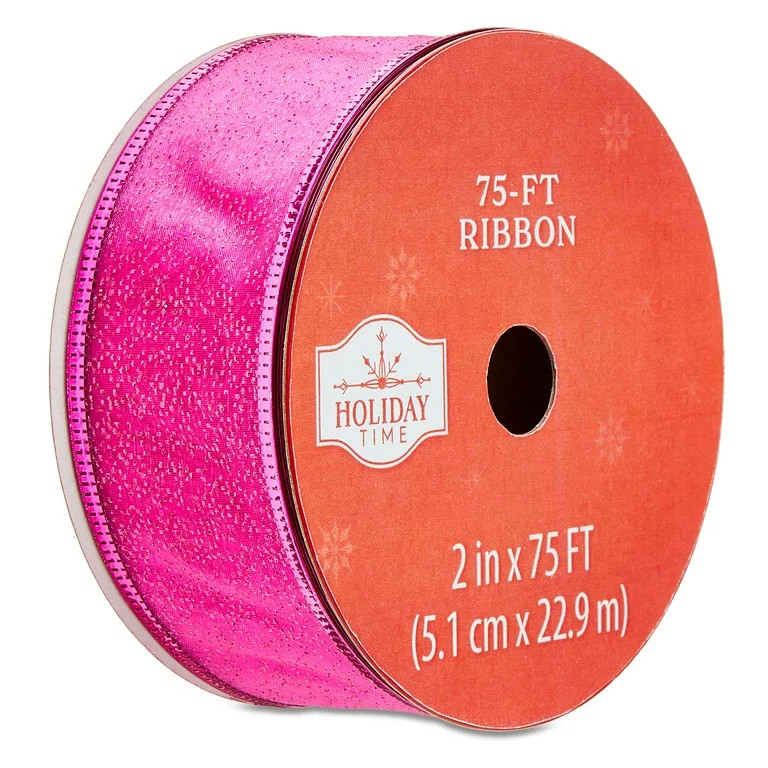 Sheer Christmas Ribbon, Fuchsia Pink, 2" x 75', by Holiday Time - Walmart.com | Walmart (US)