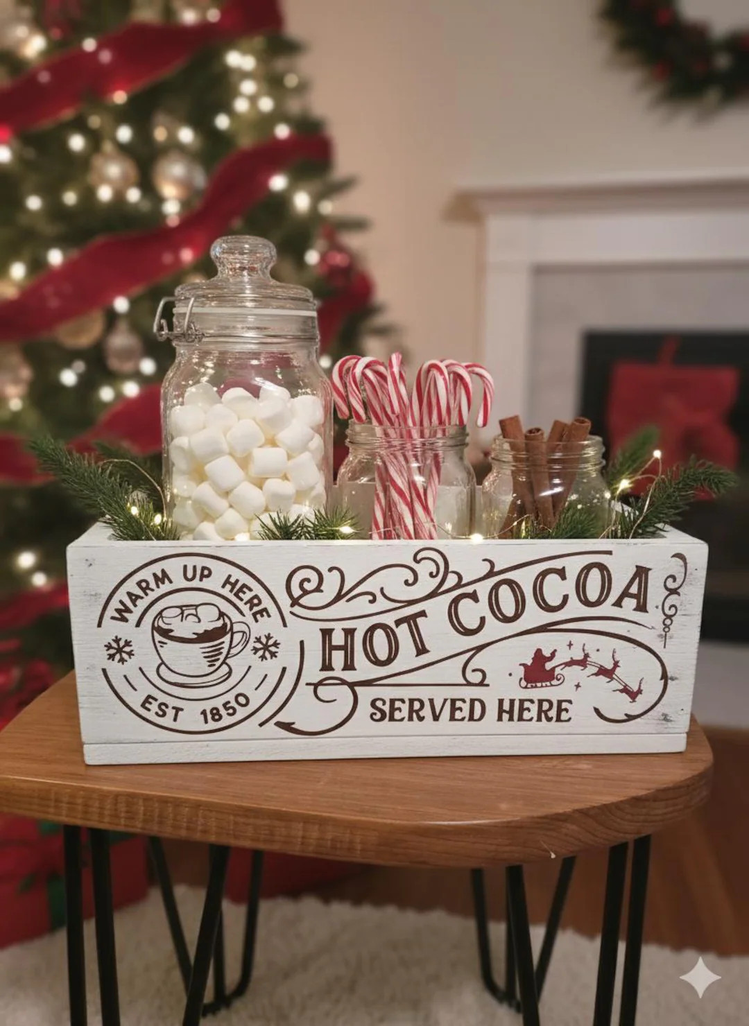 Festive Hot Cocoa Box • Christmas Cocoa Bar Decor • Holiday Coffee Station Organizer • Cozy... | Etsy (US)