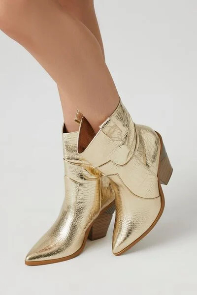 Faux Croc Pointed-Toe Booties | Forever 21 | Forever 21 (US)