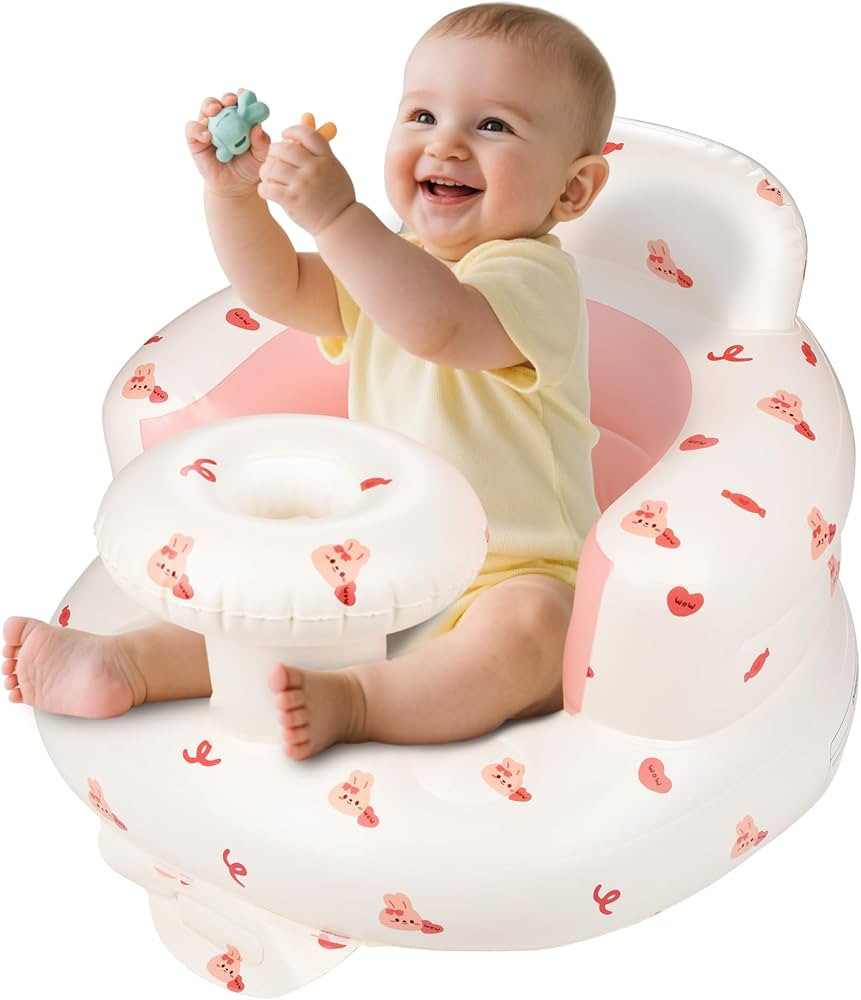 Inflatable Baby Seat with Tray, Comfortable Sit Me Up Floor Seat for Baby Learning to Sit, Portab... | Amazon (US)