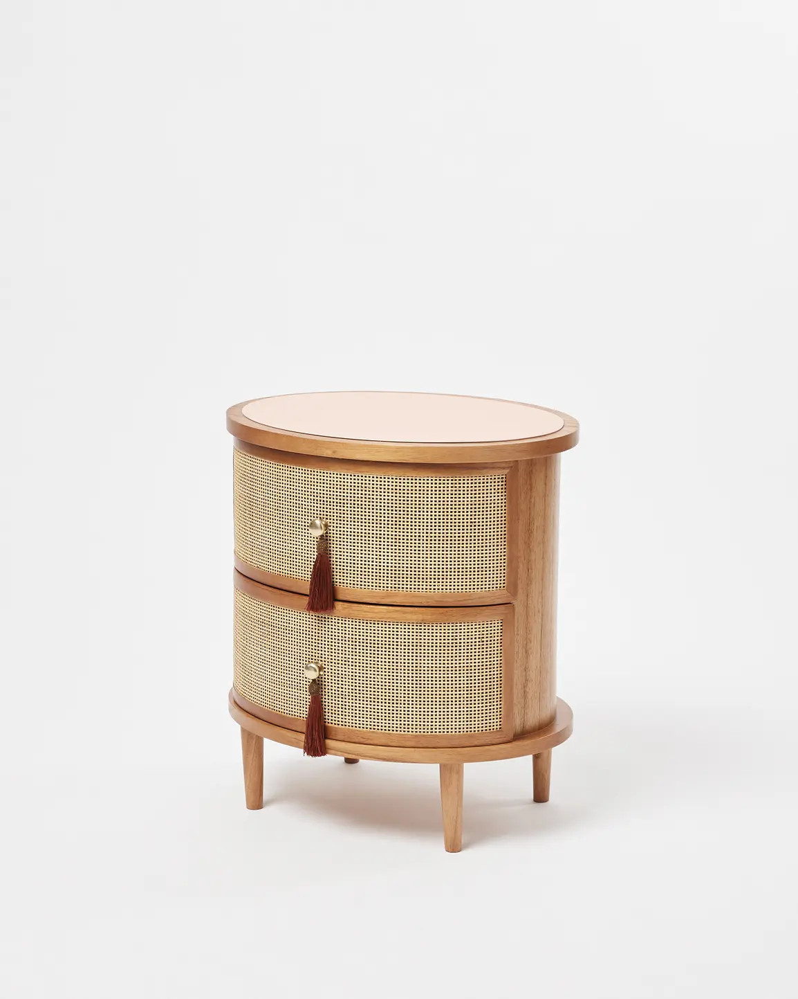 Kinship Rattan Blush Pink Bedside Table | Oliver Bonas (Global)