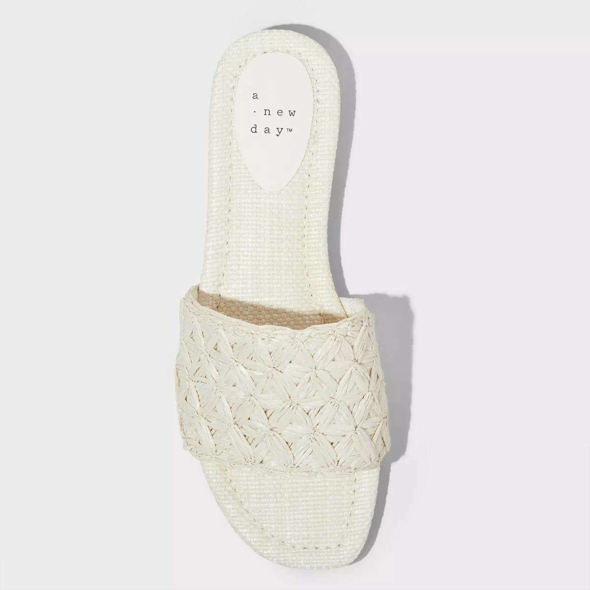 Women's Ariella Woven Raffia Slide Sandals with Memory Foam Insole - A New Day™ White 5 | Target