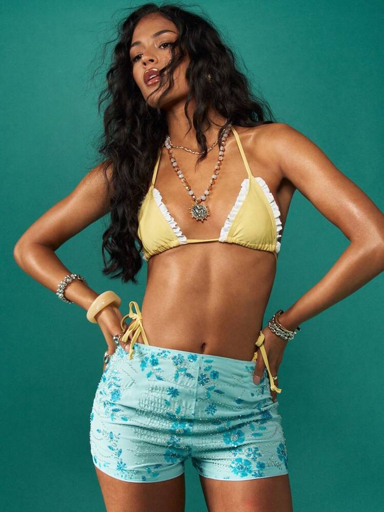 MISSGUIDED Tailored Embroidered Fitted ShortsVacay Summer Resort Ibiza Mykonos Europe Vacation | SHEIN