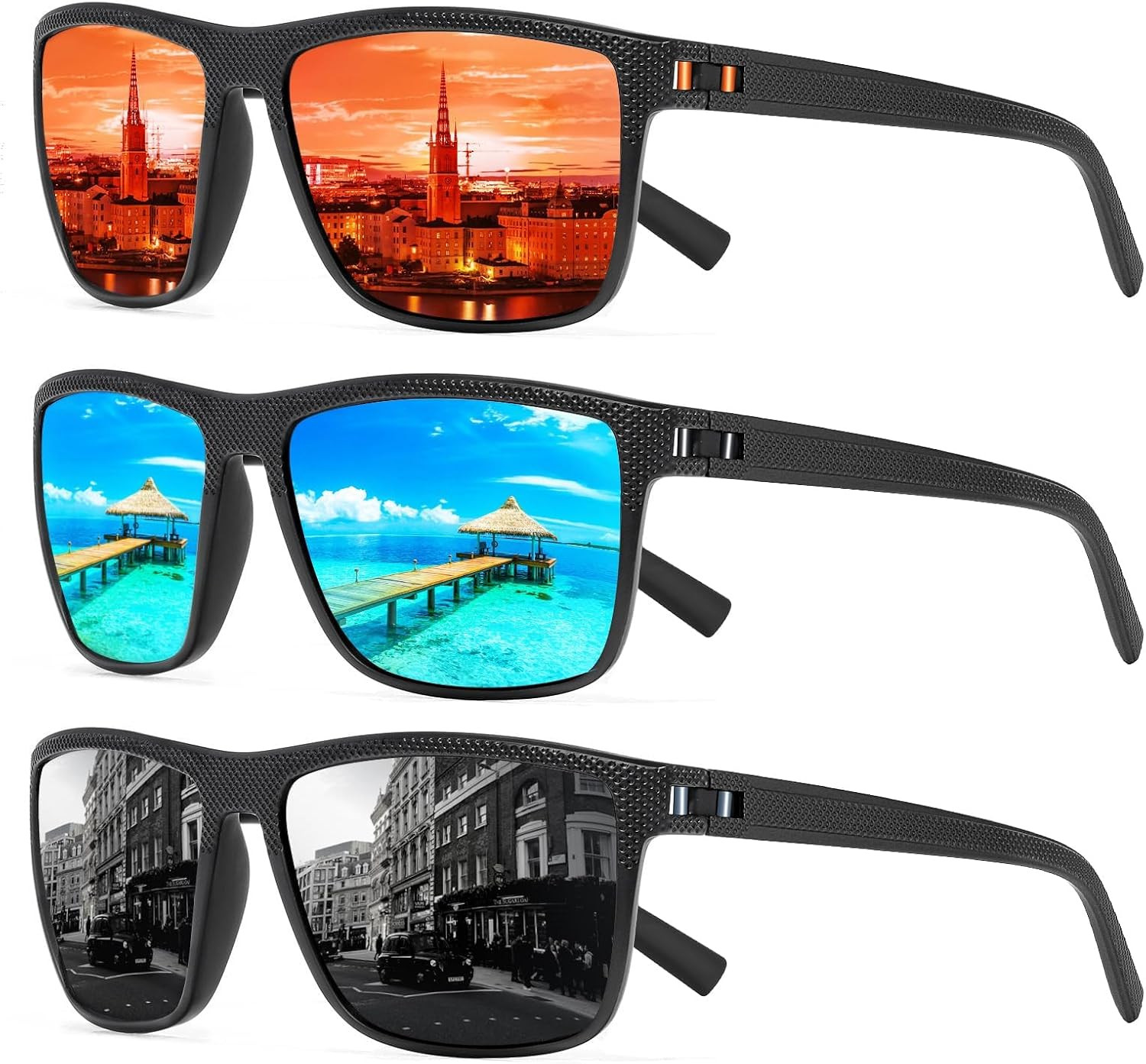 Square Polarized Sunglasses for Men and Women Lightweight Frame Sun Glasses with UV Protection | Amazon (US)