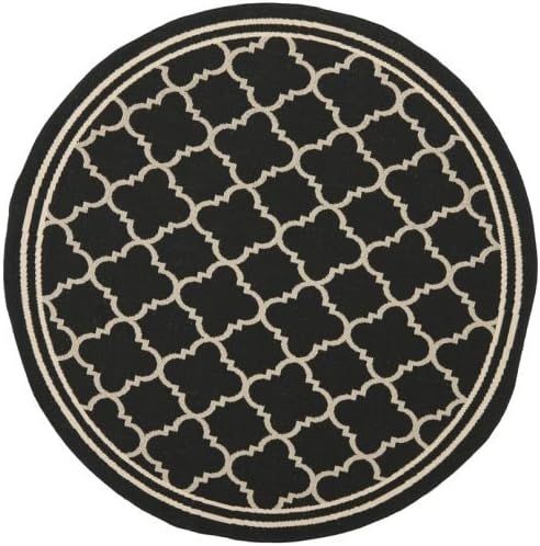 SAFAVIEH Courtyard Collection 5'3" x 5'3" Round Black/Beige CY6918 Trellis Indoor/ Outdoor Waterp... | Amazon (US)