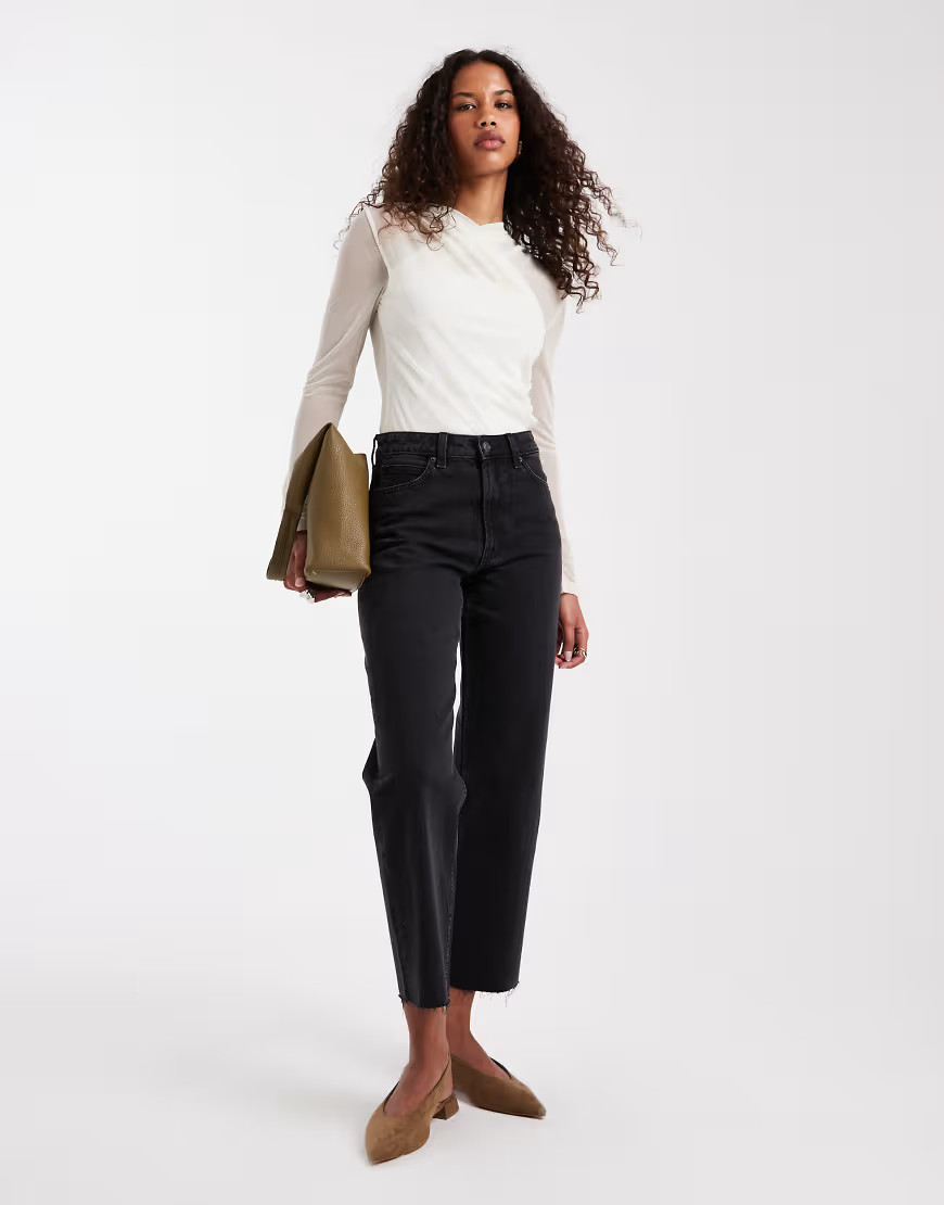 ASOS DESIGN ankle grazer comfort stretch straight leg jean in black | ASOS (Global)