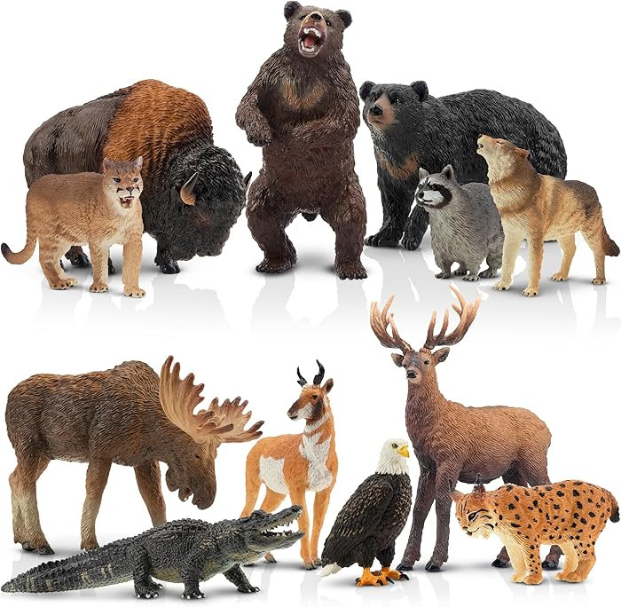 Toymany 12PCS North American Forest Animal Figurines, Realistic Jungle Animal Set Includes Moose,... | Amazon (US)