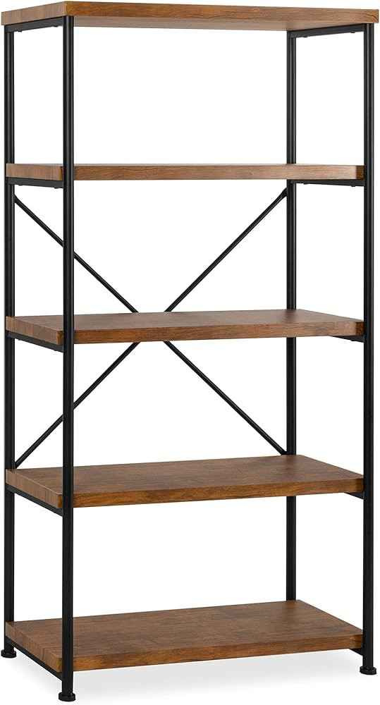 Best Choice Products 5-Tier Rustic Industrial Bookshelf Display Décor Accent for Living Room, Be... | Amazon (US)