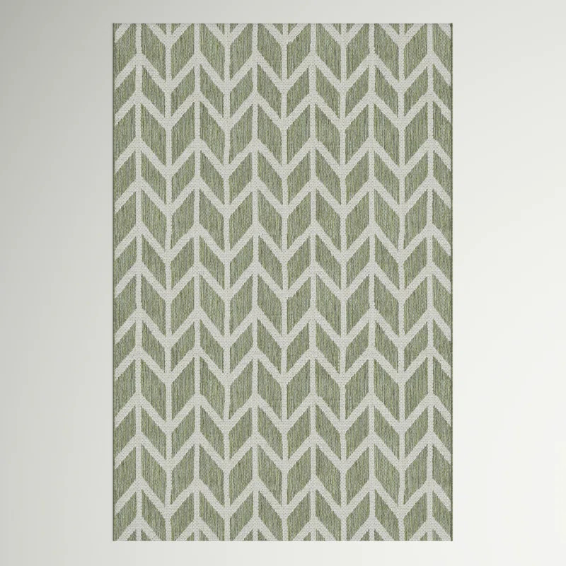 Matthes Chevron Sage Green Champagne Indoor Outdoor Area Rug | Wayfair North America