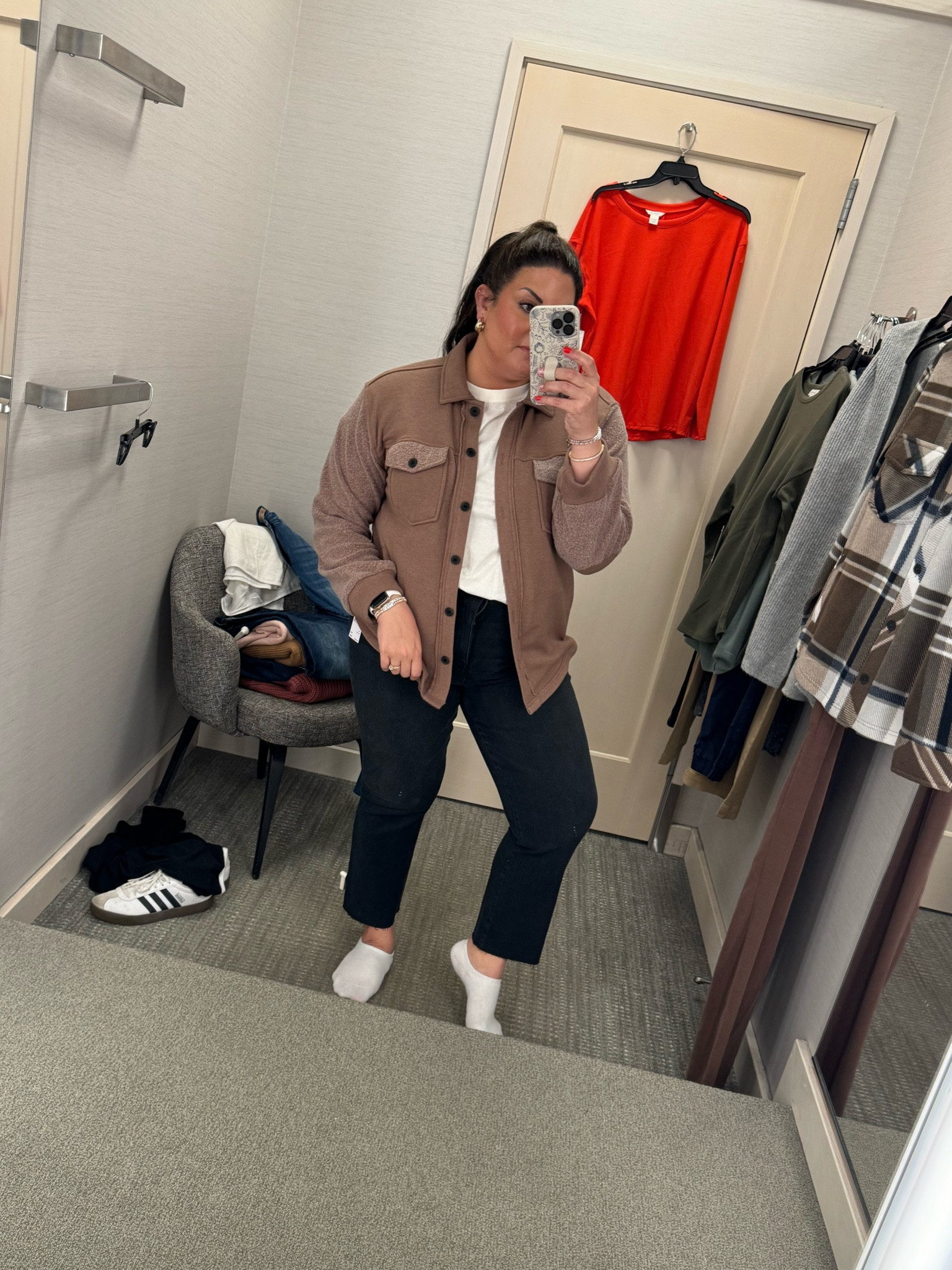 This shacket is SO. SOFT. and great for fall! I’m wearing an XL. I’m wearing a 12 in the jeans because this brand is super stretchy so I can size down one. 

#LTKxNSale #LTKSaleAlert #LTKMidsize