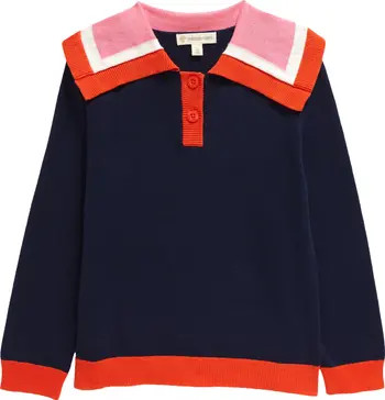 Kids' Colorblock Cotton Platter Collar Sweater | Nordstrom