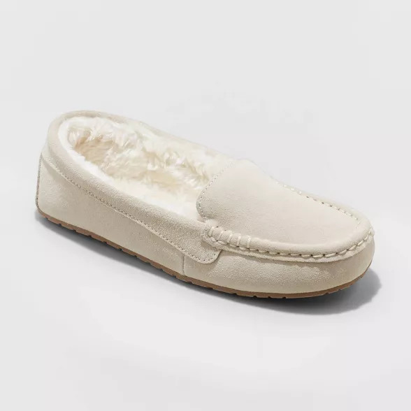 Women's Gemma Genuine Suede Moccasin Leather Slippers - Stars Above™ | Target