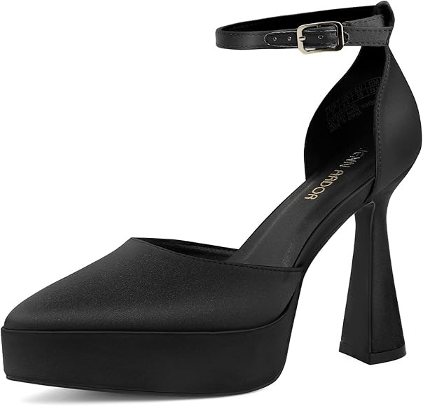 JENN ARDOR Women’s Chunky Platform High Block Heels Pointed Closed Toe Ankle Strap Comfortable ... | Amazon (US)