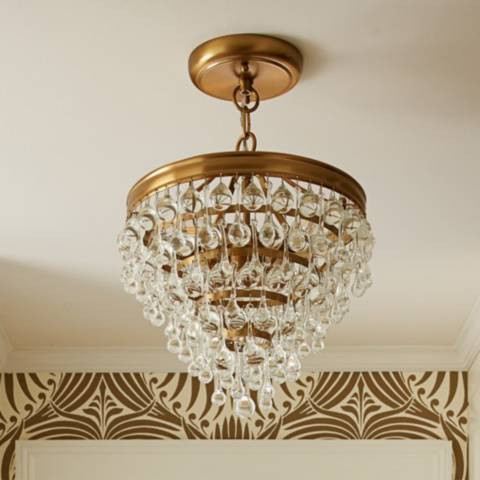 Calypso 12" Wide Vibrant Gold and Crystal Mini Chandelier | LampsPlus.com