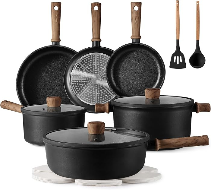 CAROTE Nonstick Pots and Pans, Induction Cookware Set Kitchen Cooking Sets, Non Stick w/Frying Pa... | Amazon (US)