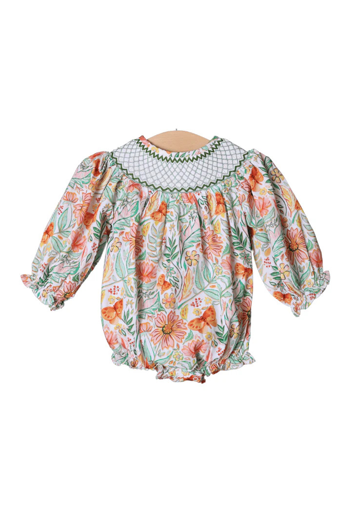 Smocked Heirloom Sage Butterfly Bubble | The Smocked Flamingo