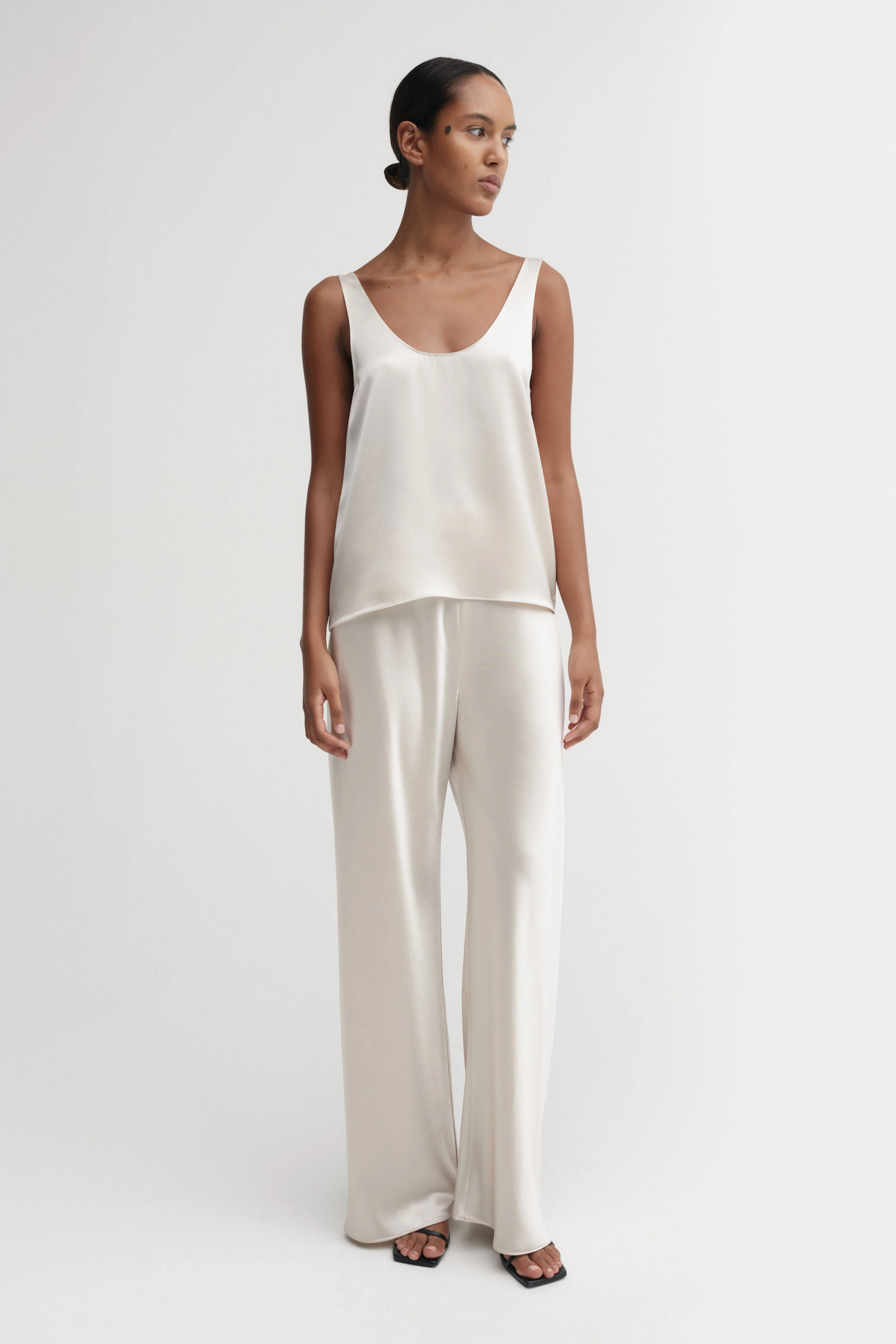 Romy Satin Top, pearl | Almada Label