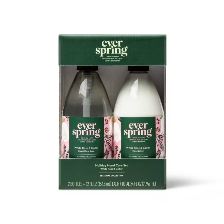 White Rose & Cedar Liquid Hand Soap + Lotion Gift Set - 24 fl oz/2ct - Everspring™ | Target