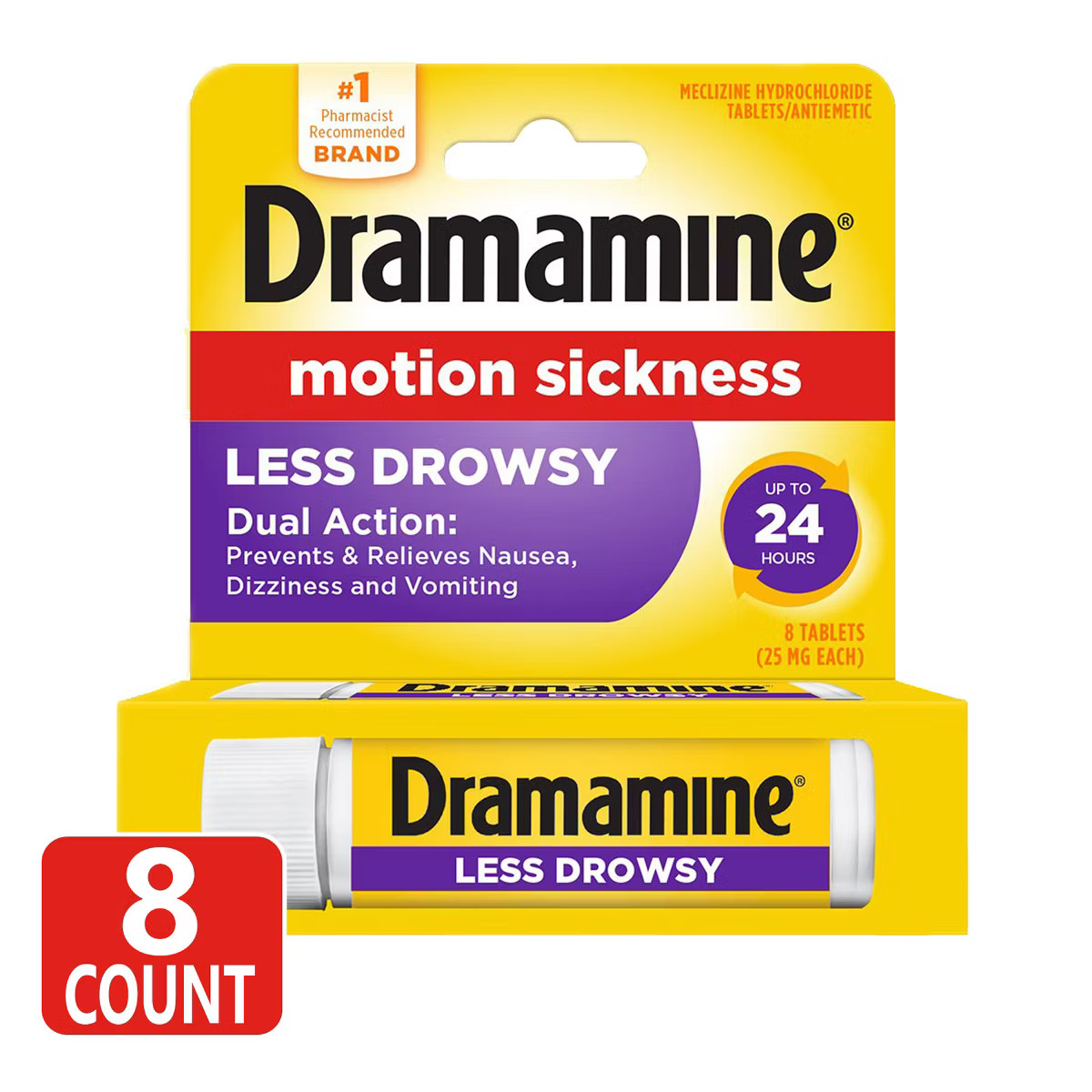Dramamine All Day Less Drowsy Motion Sickness Relief Tablets for Nausea, Dizziness & Vomiting - 8... | Target