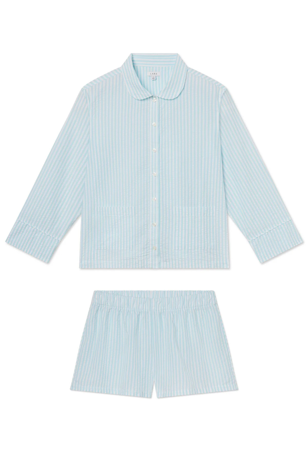 Georgie Pocket Shorts Set in Salt Spray Seersucker | Lake Pajamas
