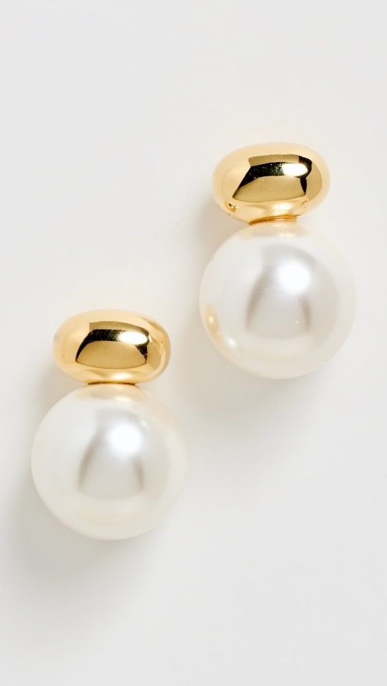 SHASHI Gold Pearl Stud Drop Earrings | Shopbop | Shopbop
