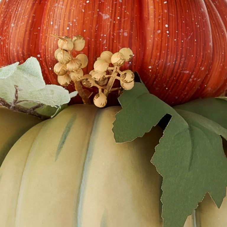 Way to Celebrate  Harvest Green, Orange & Cream Foam Pumpkin Stack, 14.4"H Table Decoration | Walmart (US)
