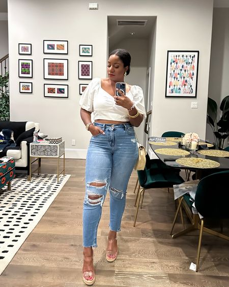 Love this elevated casual outfit! I folded in the top for a more cropped look. I’m wearing a large in the top, it’s tts, and I sized down to a 10 in the jeans! #FoundItOnAmazon

White top, spring top, jeans, wedge sandals, spring outfit, amazon fashionn

#LTKSeasonal #LTKstyletip #LTKfindsunder50