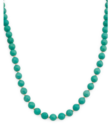Made In Usa 14kt Gold Turquoise Beaded Necklace | TJ Maxx