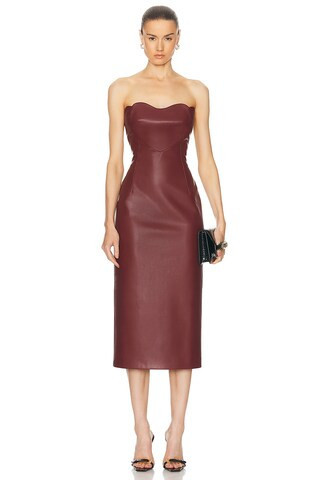 MARIANNA SENCHINA Love Lock Leather Dress in Burgundy | FWRD 