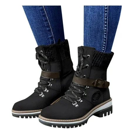kpoplk Womens Boots Ankle Winter Boots for Women Snow Boots Zipper Durable Outdoor Keep Warm Winter Fashion Boots Ladies Warm (Black 8.5) | Walmart (US)