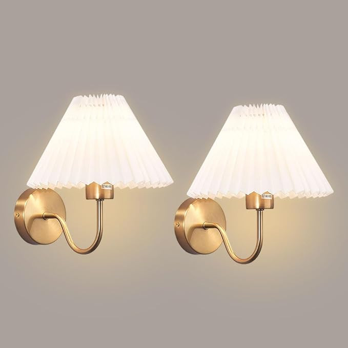 IBalody Pleated Fabric Wall Light Nordic Indoor Wall Lantern Elegant Bedside Wall Sconces Single ... | Amazon (US)
