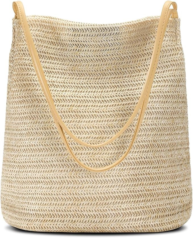 Tavaleu Straw Beach Bags for Women Tote Handbag Shoulder Hobo Bucket Bag | Lightweight, Foldable,... | Amazon (US)