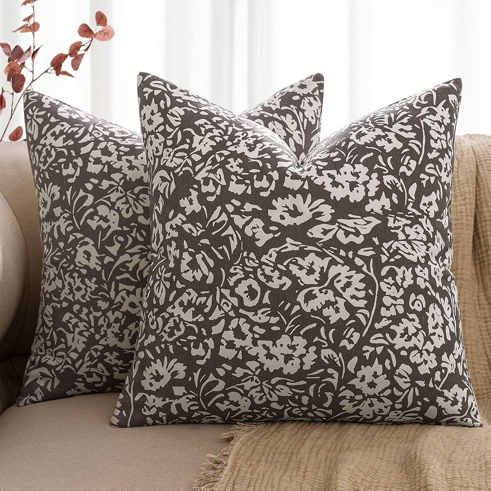 MIULEE Floral Pillow Covers Decorative Throw Pillow Covers 18x18 Pack of 2 Modern Linen Cushion C... | Amazon (US)