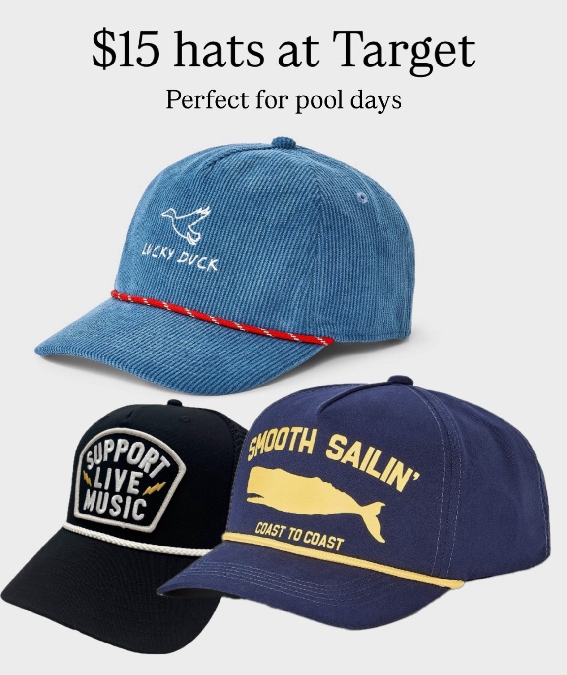 Target Style hats 