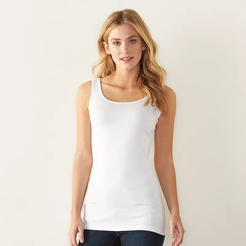 Women's Sonoma Goods For Life Layering Long Tank Top, Size: XL, White | Kohl's