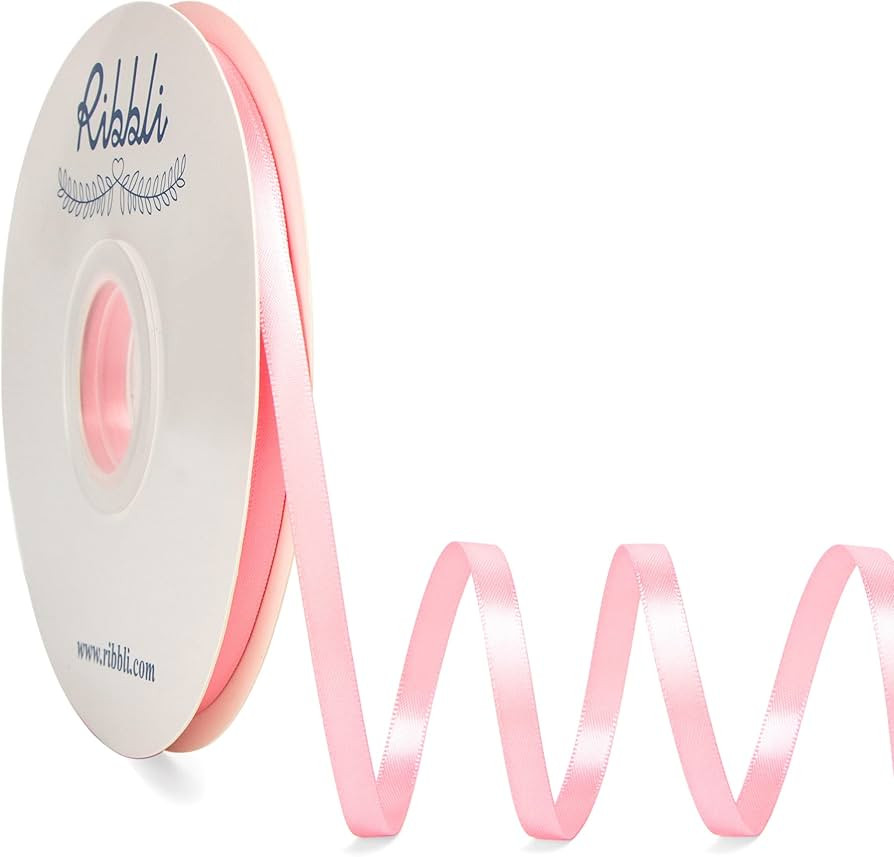 Ribbli Pink Satin Ribbon,Double Faced Satin 1/4 inch x Continuous 50 Yards,Silver Ribbon Use for ... | Amazon (US)