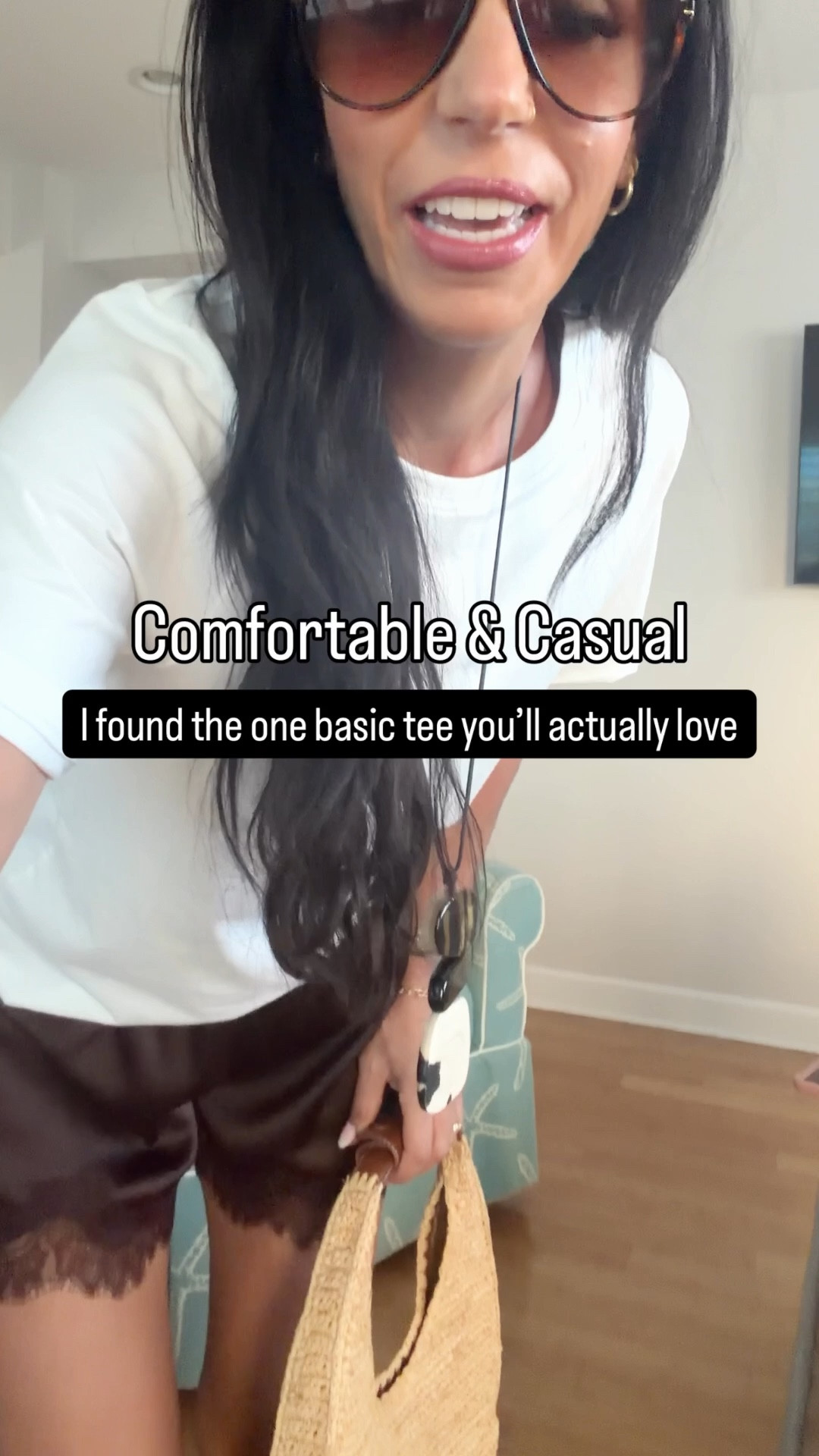 Vacation vibes- comfortable and chic 
Prima cotton favorite tee with the best $22 Target shorts 
Add a chic accessory to elevate the look! 
Smal tee and shorts- tts 

#LTKOver40 #LTKU #LTKootd