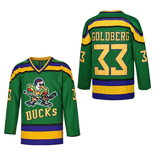 D-5 Men Mighty Ducks Jersey #33 Goldberg #66 Bombay #96 Conway #99 Banks Jersey,Movie Ice Hockey Jersey for Men S-XXXL (#33-Green, Small) | Amazon (US)