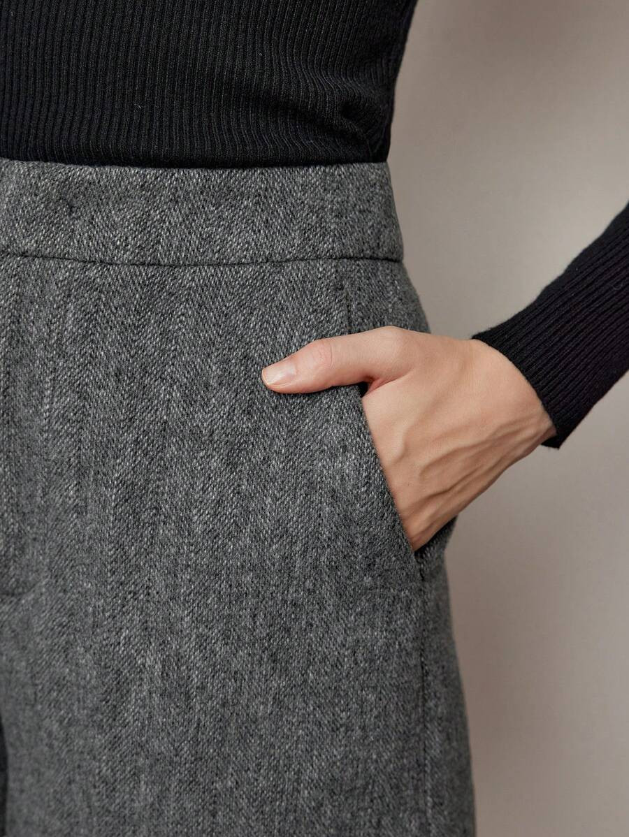 MOTF PREMIUM WOOL SOLID SLANT POCKET SHORTS WITHOUT BELT | SHEIN