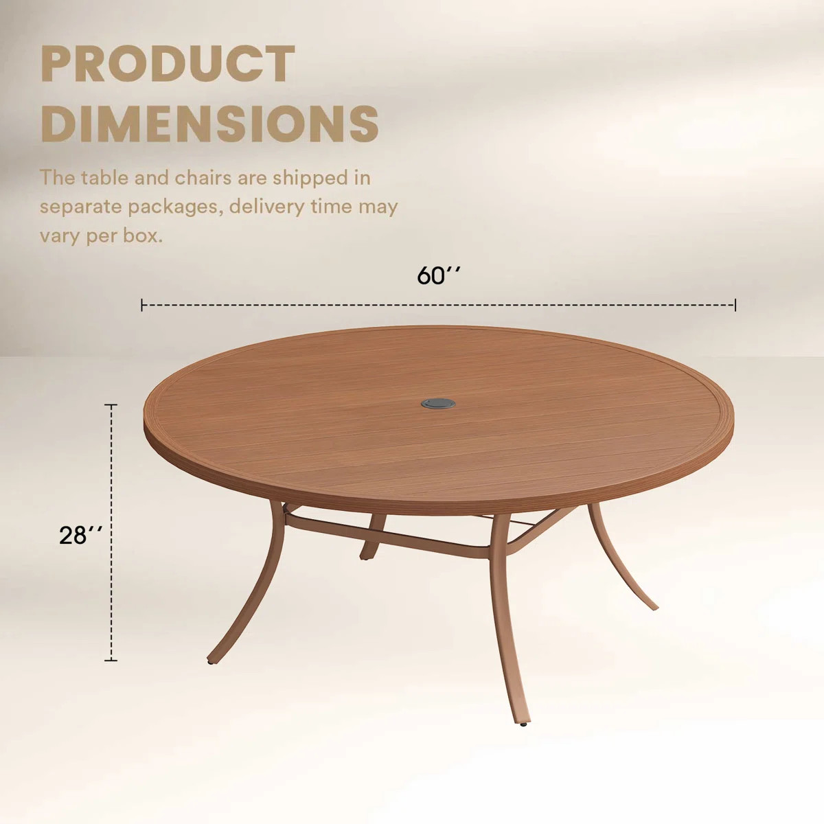 Round Metal Outdoor Dining Table With Umbrella Hole | Wayfair North America