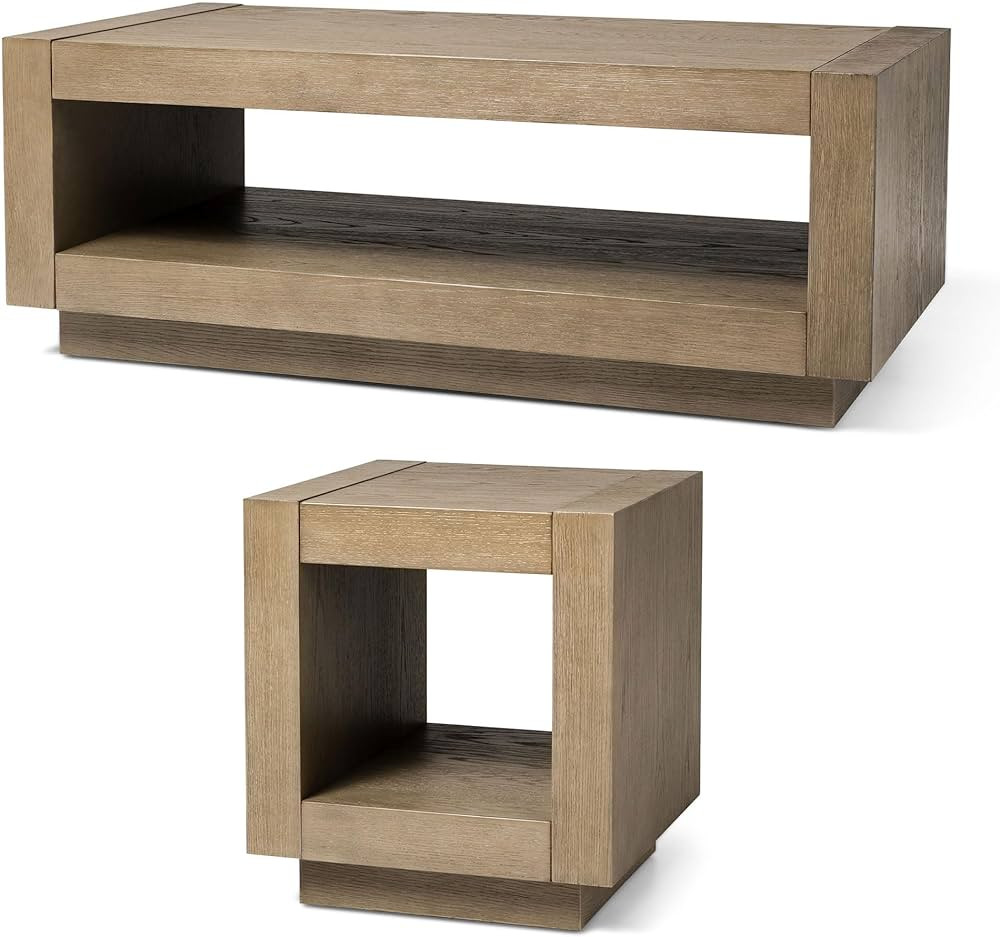 Maven Lane Artemis Contemporary Wooden Coffee Table and Wooden Side Table Bundle with Shelf Stora... | Amazon (US)