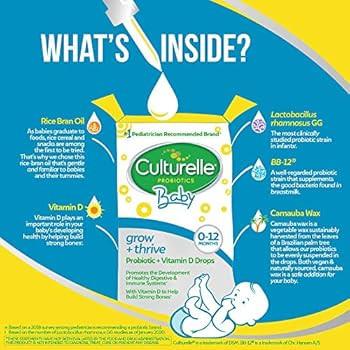 Culturelle Baby Grow + Thrive Probiotics + Vitamin D Drops, Promotes Development of Healthy Immun... | Amazon (US)