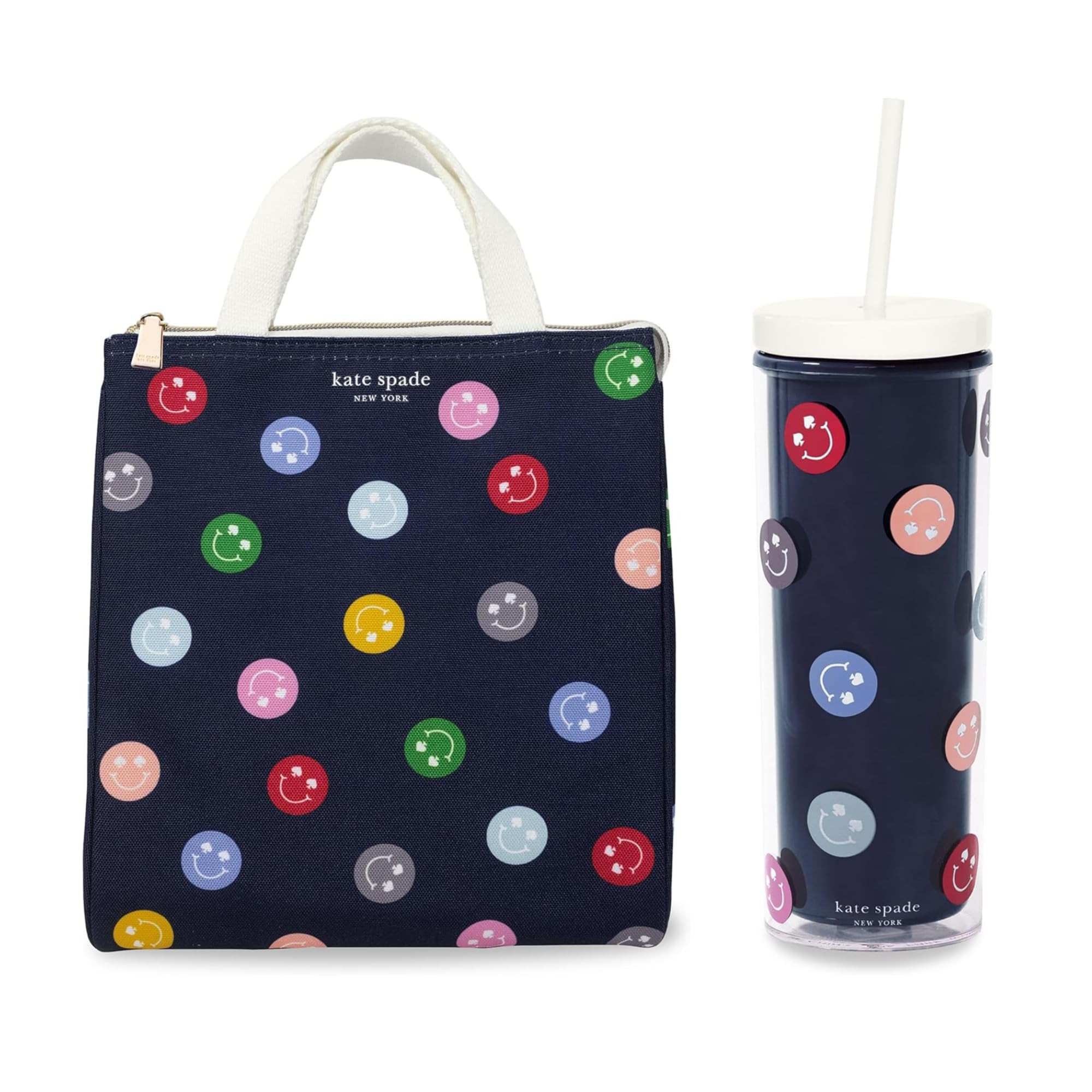 kate spade new york Insulated Lunch Tote Bundle with Acrylic 24 oz Tumbler (Spade Smiley) | Amazon (US)