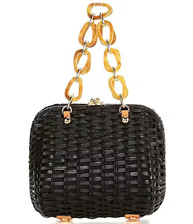 FRANCES VALENTINE Hen Wicker Basket Bag - Black/Natural | Dillard's